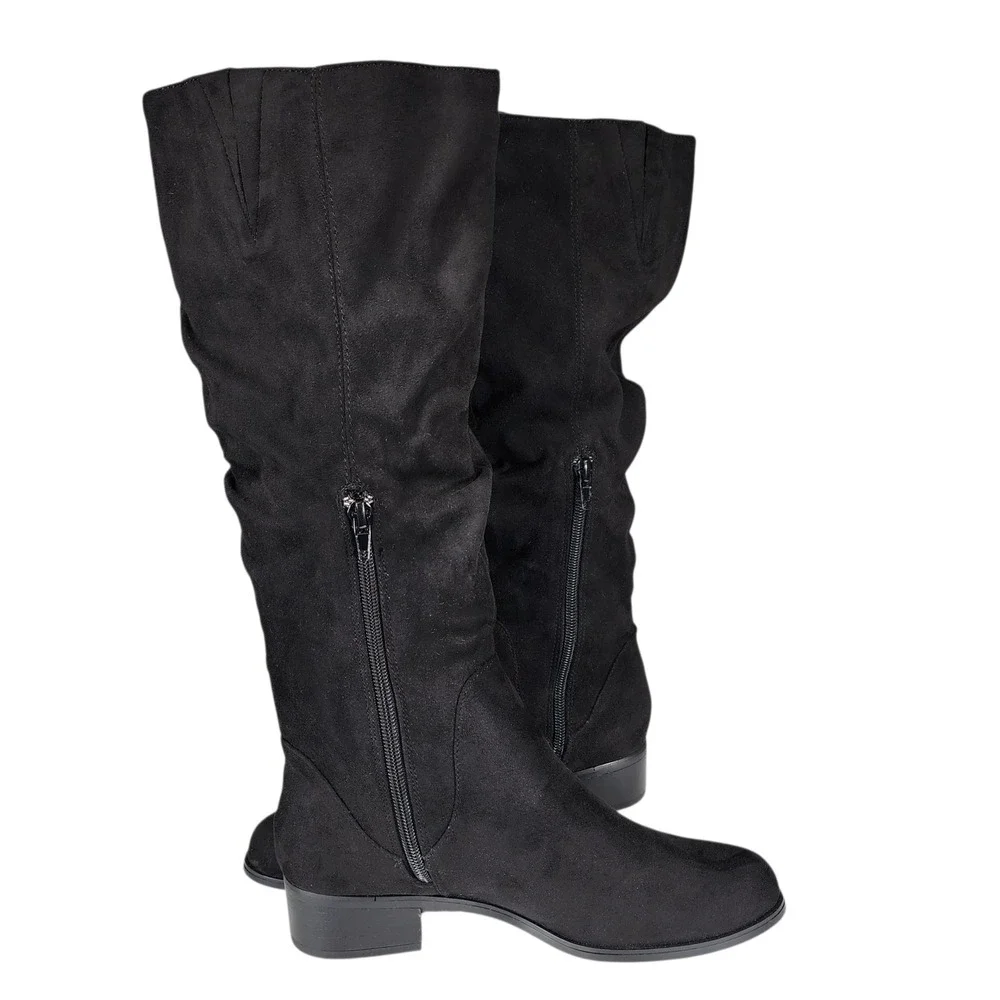 Charles by Charles David Knee High Boot sz 6M Women Guru Slouch Black Faux Suede